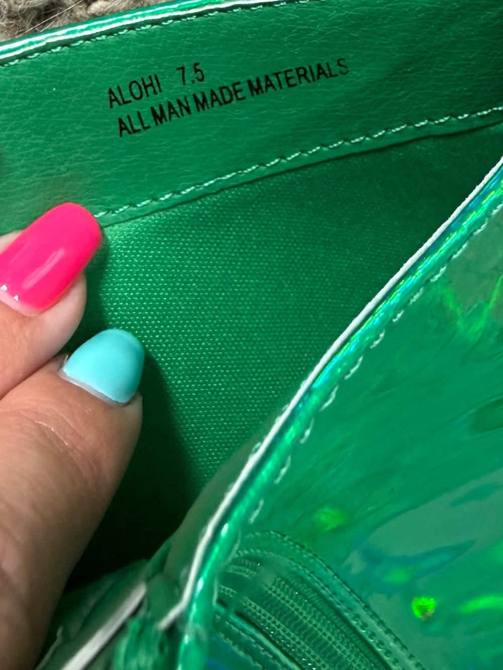 Size 7.5 green holographic stiletto boots - Picture 5 of 5